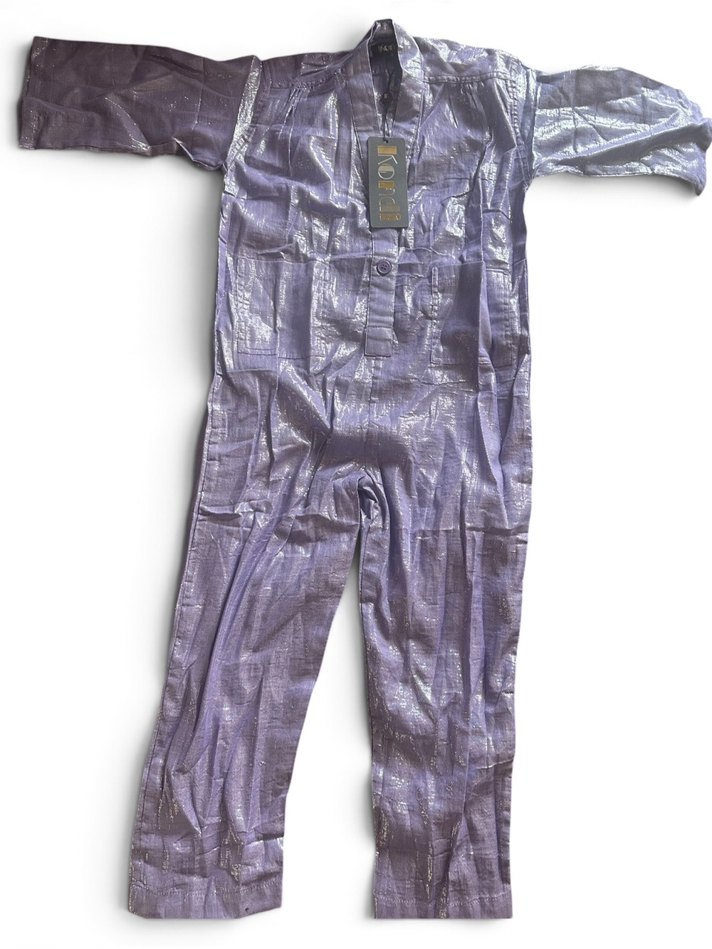 NWT Suzi Kondi Children’s Shimmery Lavender Metallic Jumpsuit / Spacesuit US6